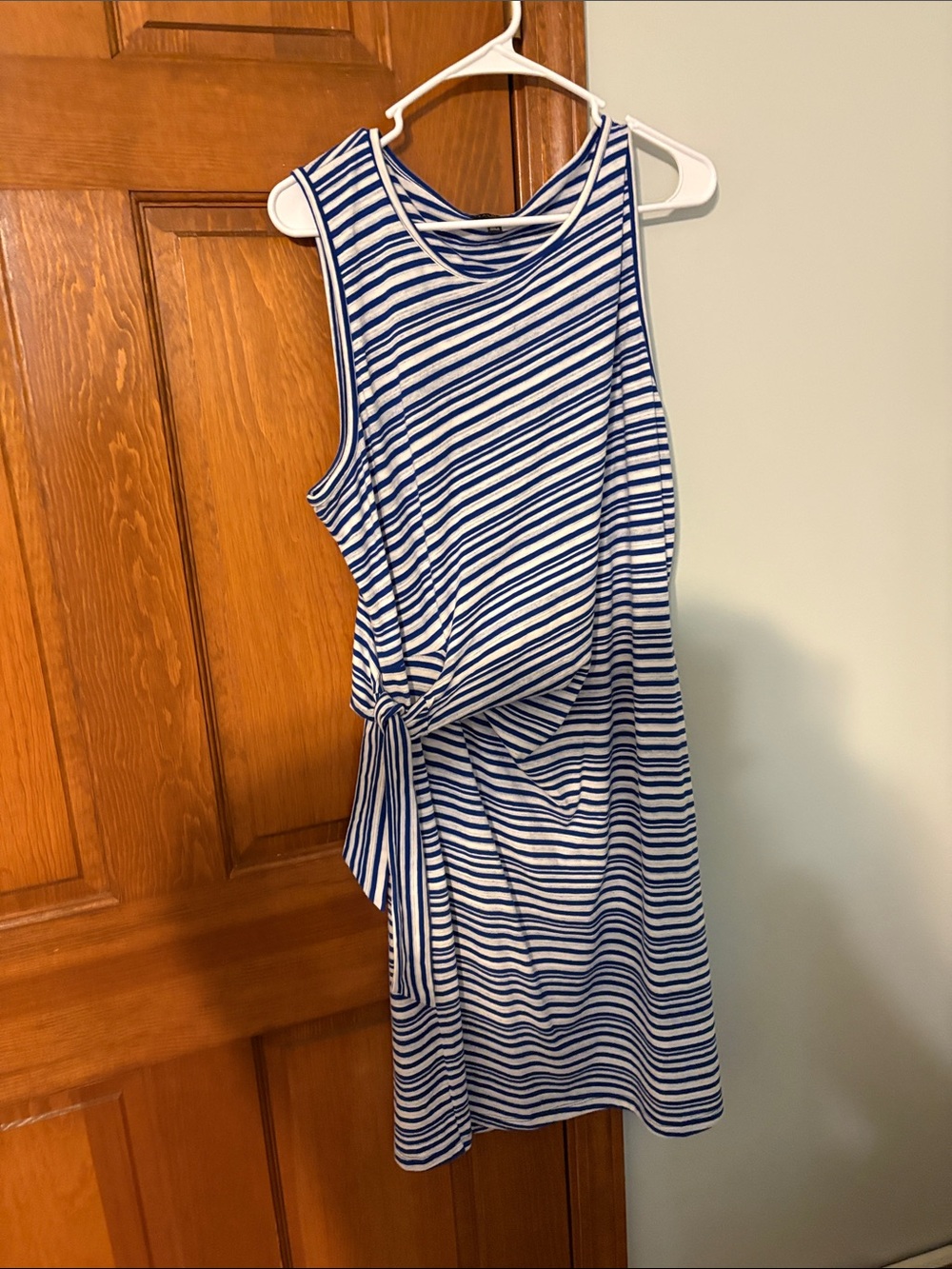 Talbots Blue & White Striped Side-Knot Midi Dress XL great condition. Sleeveless